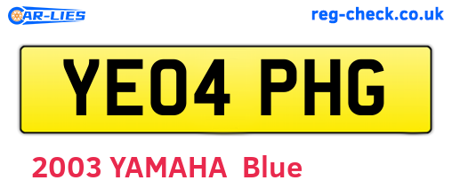 YE04PHG are the vehicle registration plates.