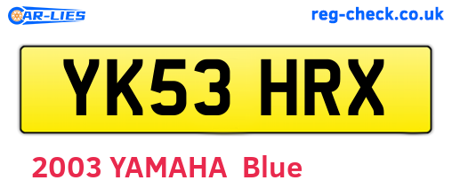 YK53HRX are the vehicle registration plates.