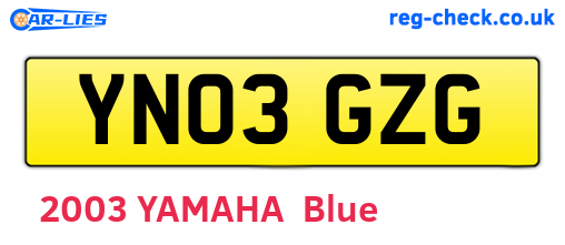 YN03GZG are the vehicle registration plates.