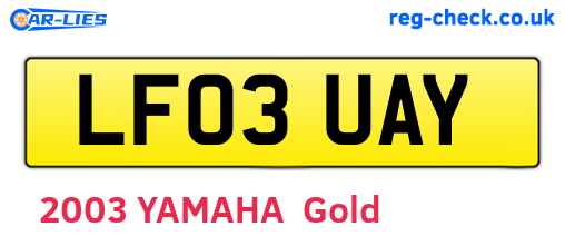 LF03UAY are the vehicle registration plates.