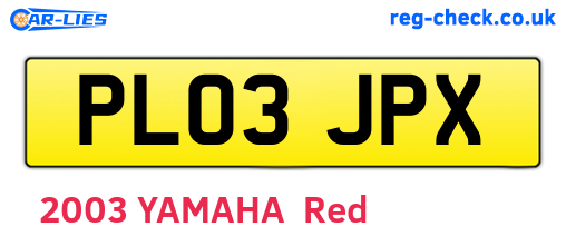 PL03JPX are the vehicle registration plates.
