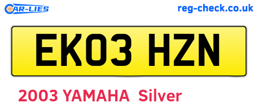 EK03HZN are the vehicle registration plates.
