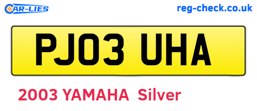 PJ03UHA are the vehicle registration plates.