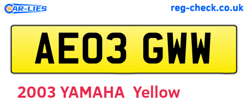 AE03GWW are the vehicle registration plates.