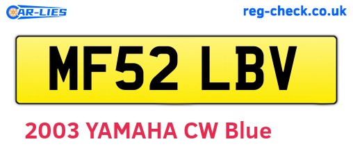 MF52LBV are the vehicle registration plates.