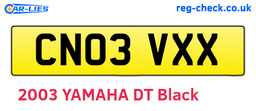 CN03VXX are the vehicle registration plates.