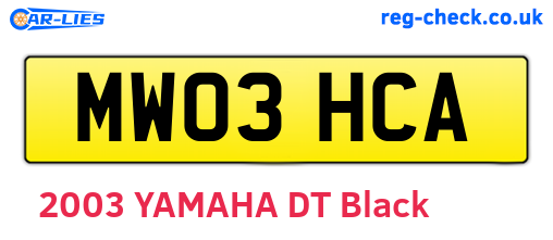MW03HCA are the vehicle registration plates.