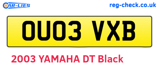 OU03VXB are the vehicle registration plates.