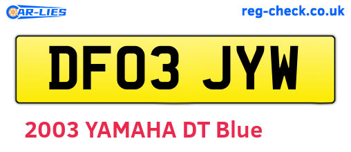 DF03JYW are the vehicle registration plates.