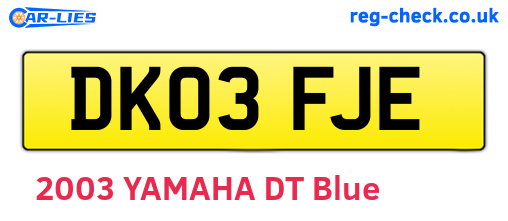DK03FJE are the vehicle registration plates.