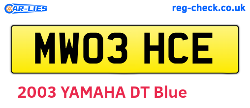 MW03HCE are the vehicle registration plates.