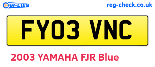 FY03VNC are the vehicle registration plates.