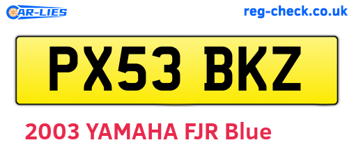PX53BKZ are the vehicle registration plates.