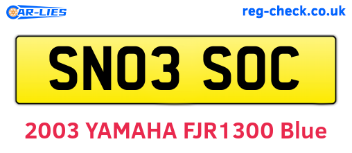 SN03SOC are the vehicle registration plates.