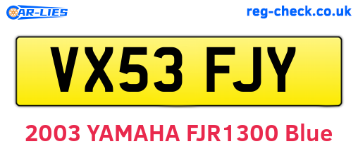 VX53FJY are the vehicle registration plates.