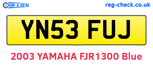 YN53FUJ are the vehicle registration plates.