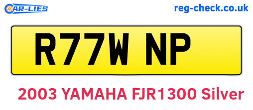 R77WNP are the vehicle registration plates.