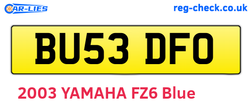 BU53DFO are the vehicle registration plates.