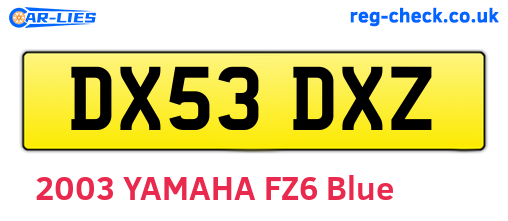 DX53DXZ are the vehicle registration plates.