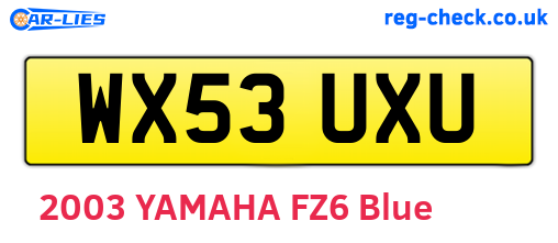 WX53UXU are the vehicle registration plates.