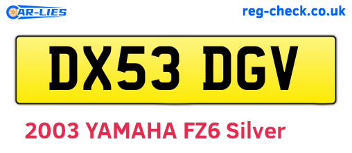 DX53DGV are the vehicle registration plates.