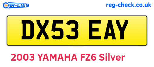 DX53EAY are the vehicle registration plates.
