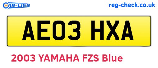 AE03HXA are the vehicle registration plates.