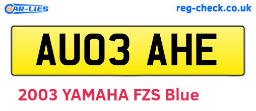 AU03AHE are the vehicle registration plates.