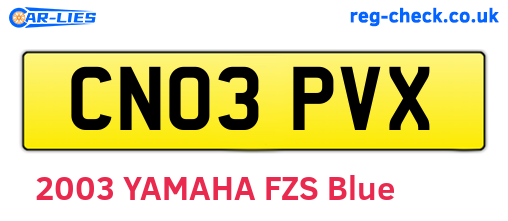 CN03PVX are the vehicle registration plates.