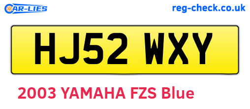 HJ52WXY are the vehicle registration plates.