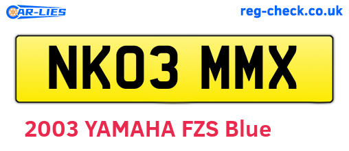 NK03MMX are the vehicle registration plates.