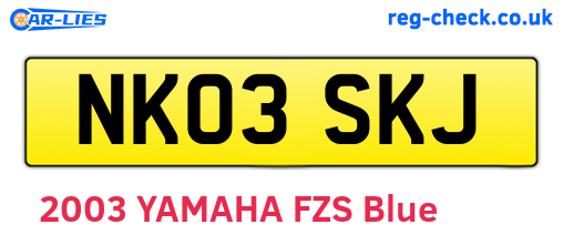 NK03SKJ are the vehicle registration plates.