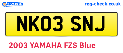 NK03SNJ are the vehicle registration plates.