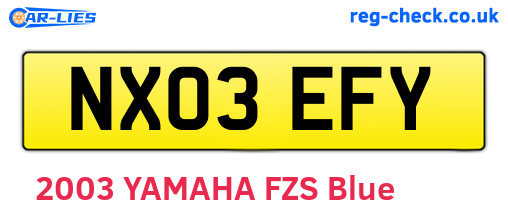NX03EFY are the vehicle registration plates.
