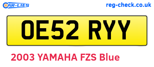 OE52RYY are the vehicle registration plates.