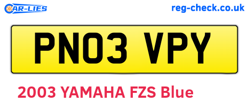 PN03VPY are the vehicle registration plates.