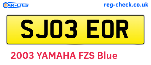 SJ03EOR are the vehicle registration plates.