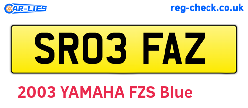 SR03FAZ are the vehicle registration plates.