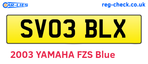 SV03BLX are the vehicle registration plates.