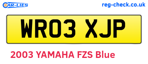 WR03XJP are the vehicle registration plates.