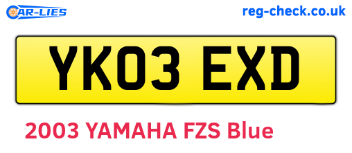 YK03EXD are the vehicle registration plates.