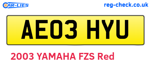 AE03HYU are the vehicle registration plates.