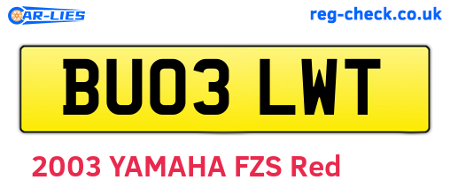 BU03LWT are the vehicle registration plates.