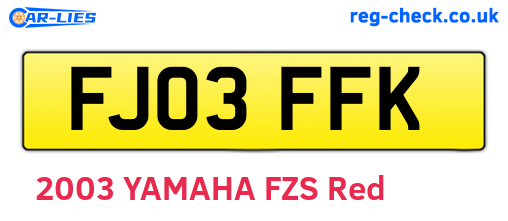 FJ03FFK are the vehicle registration plates.