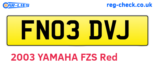 FN03DVJ are the vehicle registration plates.
