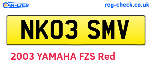 NK03SMV are the vehicle registration plates.