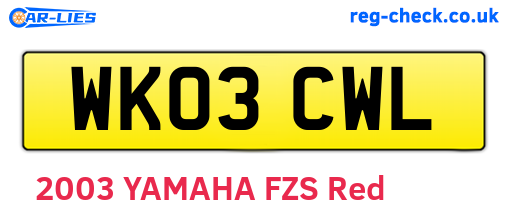 WK03CWL are the vehicle registration plates.