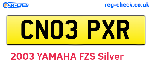 CN03PXR are the vehicle registration plates.
