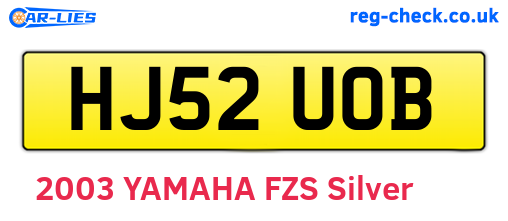 HJ52UOB are the vehicle registration plates.