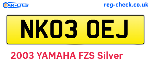 NK03OEJ are the vehicle registration plates.